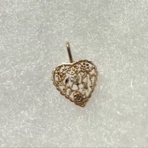 14k gold filigree heart pendant / charm